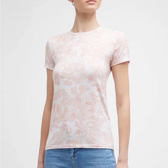 L'AGENCE Tops - L'Agence Ressi Printed Short Sleeve Crewneck Tee In Rose Tan M Size XS worn once